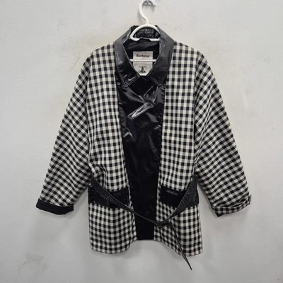 Barbour x Alexachung Ivy Gingham Black White Country Short Trench Coat Uk 16 - Image 1 of 4