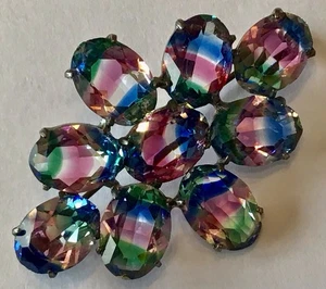 ANTIKE TSCHECHOSLOWAKEI IRIS STRASS BROSCHE SCHÄRPE ANSTECKNADEL VIKTORIANISCH - Bild 1 von 2