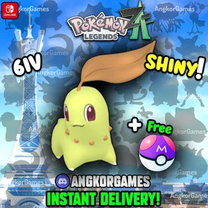 ✨ Shiny Chikorita ✨ 6IV ✨ level 5 ✨ Pokemon Legends ZA - Picture 1 of 3