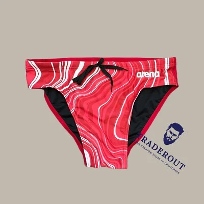 Arena men red Marbled Swim Brief bikini swimwear swimsuit size 32 34 - Image 1 of 4