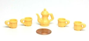 Playmobil miniatura casa delle bambole vittoriana castello principessa teiera gialla con 4 tazze - Foto 1 di 1