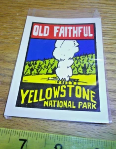 Calcomanía de agua de viaje original vintage antiguo fiel parque nacional Yellowstone - Imagen 1 de 1
