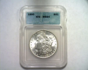 1890 MORGAN SILVER DOLLAR ICG MS64 NICE ORIGINAL COIN PREMIUM QUALITY PQ - Picture 1 of 4