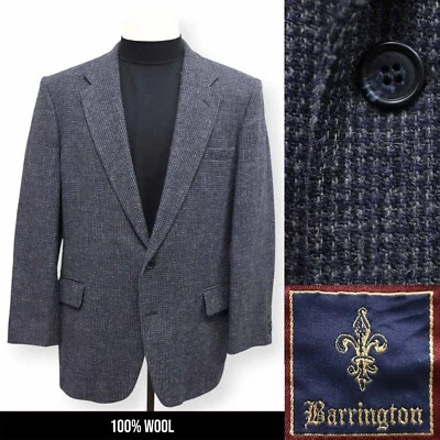 BARRINGTON VINTAGE TWEED Hombre Azul 100% LANA Abrigo Deportivo Traje Chaqueta Blazer 42 R Foto 1 de 4