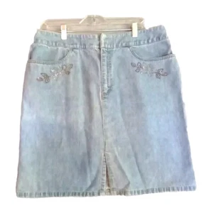 Liz Claiborne Women's Denim Pencil Skirt Embellished Studded Size 14 Skirts - Picture 1 of 9