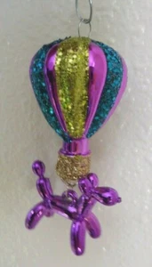 Purple Balloon Dog Charm Hot Air balloon Plastic Ornament Handcrafted Nora's - Picture 1 of 4