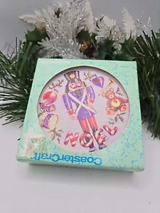 4 CoasterCraft Round Noel Nutcracker Coasters Porous Absorbent Stone Cork Back - Picture 1 of 5