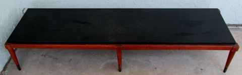 Mid-Century Modern Walnut Black Laminate Lane Furniture 67.5" Long Coffee Table Cover