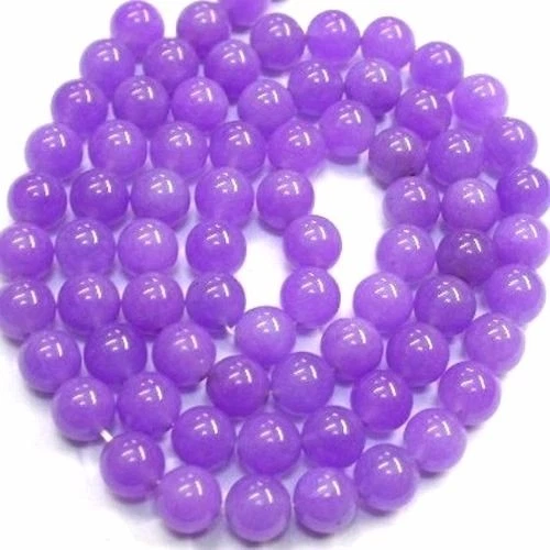 Purple Jade Beads - Smooth Round 10mm Natural Gemstone Beads (Sold Per Strand) - Image 1 of 1