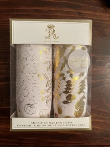 Rachel Ashwell Paper Baking Cupcake Cups Pumpkins White And Gold Set Of 50 New - Picture 1 of 9