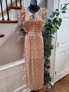 Xhilaration Women Beige Floral Polyester Round Neck Sleeveless Long Maxi Dress M - Picture 1 of 15