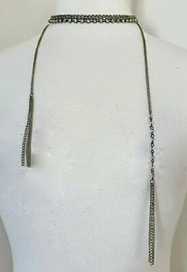 NWT Gemma Simone Gold-Tone Rhinestone Choker Necklace Crystal Tassel 12" Long - Picture 1 of 4