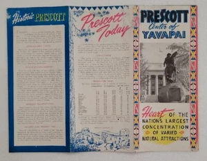 Vintage Cartoon Syle Pictoral Map Brochure Prescott Arizona Yavapai County 1950s - Picture 1 of 6