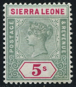 Sierra Leone 1896 QV 5s. green & carmine SG 52 Mint Never Hinged MNH - Picture 1 of 2