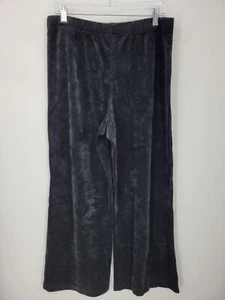 Quacker Factory Pants Womens Medium Black Velvet Wide Leg Flowy Stretch Party - Picture 1 of 9