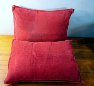 Pair of 2 NAUTICA RED Solid CORDUROY Small Throw Pillow with Sham 15.5" x 11" - Picture 1 of 5