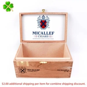 Micallef Petit Corona Maduro Empty Wood Cigar Box 8" x 5" x 4" - Picture 1 of 12