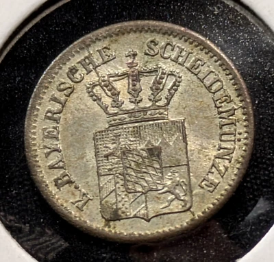 BAVARIA (German State) 1 Kreuzer 1871 Billon 0.166 Ludwig II. KM#873 Silver *246 - Image 1 of 4