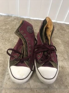 Converse All Star Canvas-Doppelobermaterialschuhe burgunderrot & olivfarben – Herren 11 Damen 13 - Bild 1 von 7