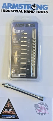 ARMSTRONG 44-322A-MADE IN USA 10pc 1/4"DRIVE- 6 POINT  METRIC SOCKET SET + BONUS - Image 1 of 4