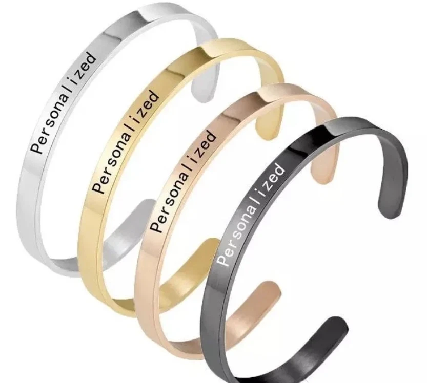 925 Sterling Silver Personalized Adjustable Bangle Bracelet For Men/Women - Image 1 of 4