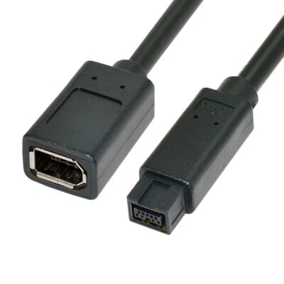 IEEE 1394 6Pin Female to 1394b 9Pin Male Firewire 400 to 800 Wire 20cm 1394b - Image 1 of 4