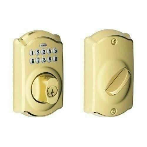 Schlage Camelot Trim Keypad Deadbolt Electronic Door Lock - Bright Brass (BE365 CAM 505)