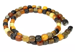 😏 Hornperlen Würfel Mix ca. 6 mm Naturperlen Strang aus Horn für Kette + 😉 - Bild 1 von 1
