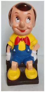 Walt Disney Pinocchio 8" Coin Piggy Bank w/ Plug; Play Pal Plastics; 1970s Vtg - Picture 1 of 5