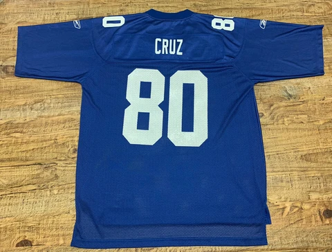 New York Giants Victor Cruz jersey size Large reebok blue On Field -see Pictures Cover