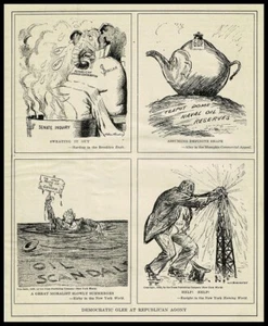 1928 politische redaktionelle Karikaturtafel - "Demokrat fröht über republikanische Agonie" - Bild 1 von 2