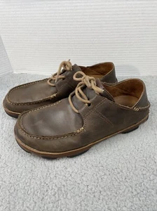 Zapatos Olukai Ohana con cordones de cuero nobuck sin usar, en caja, informales para conducir para hombre talla 8,5 marrón - Imagen 1 de 13