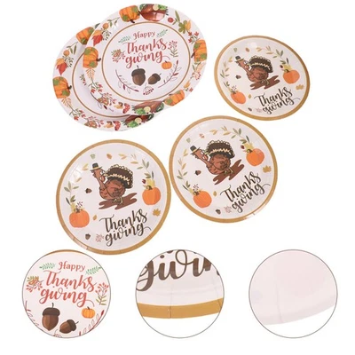  48 Pcs Harvest Paper Plates Thanksgiving Small Dinnerware Decorative - Image 1 of 4