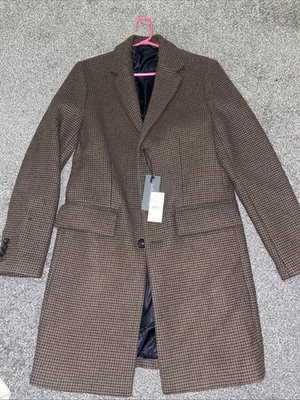Slate & Stone Men Brown Mac Herringbone Overcoat Wool Blend Tweed Size Small NWT - Image 1 of 4