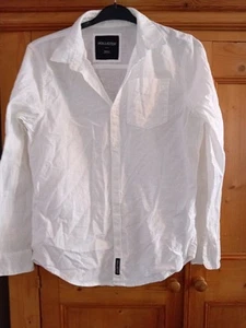 HOLLISTER White Linen Cotton Mix Shirt Size Small - Picture 1 of 1