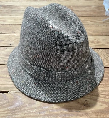 Vintage 60s Stetson Wool Tweed Plaid Fedora Walking Hat Size 7 3/8 - Image 1 of 4