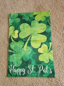 New Garden Flag 12"x18" Welcome Burlap St Patrick's Day Shamrock Clovers Irish - Picture 1 of 2