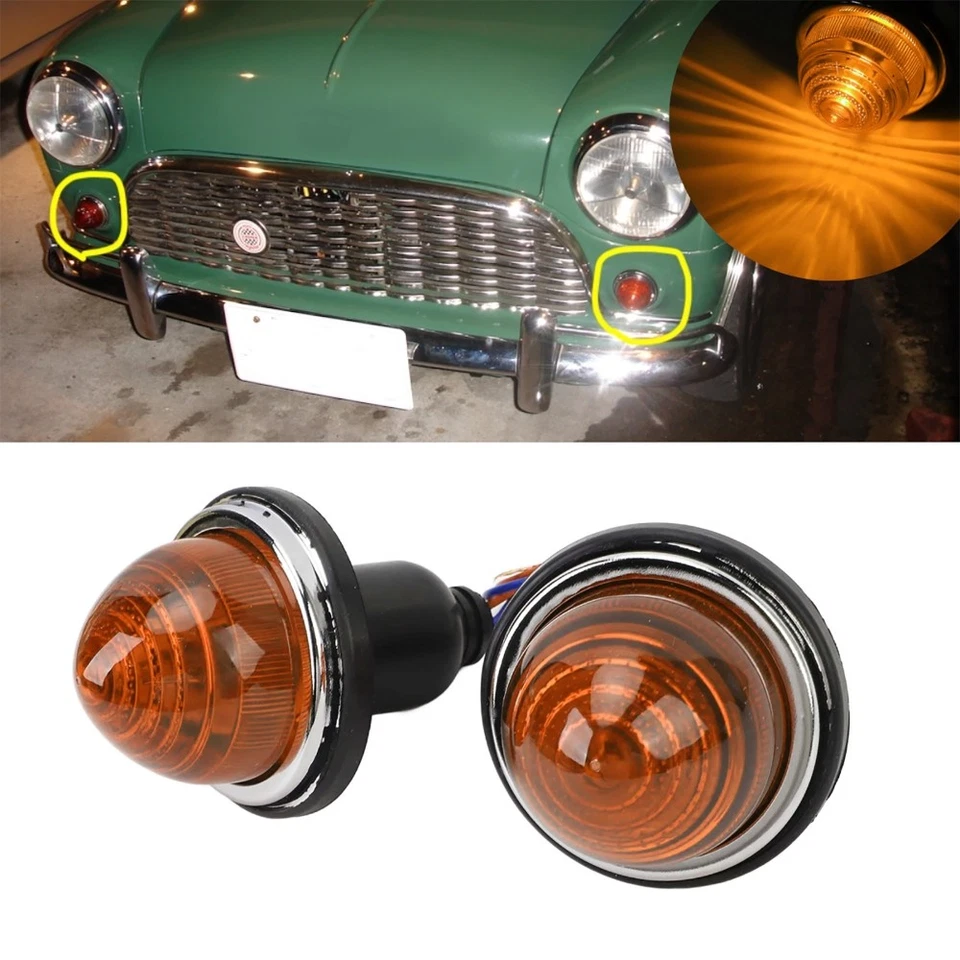 Luces de intermitente/parada ámbar delanteras/traseras de 72 mm 2 piezas para Mini Morris Minor clásico Foto 1 de 4