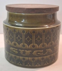 Vintage 1970s Hornsea Heirloom Green Sugar Canister With Lid - Picture 1 of 4