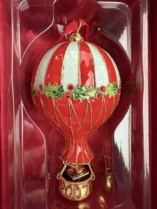 Globo de aire caliente Cloisonné adorno de Navidad pintado a mano 2007 con caja excelente - Imagen 1 de 6