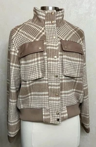 Giacca Bomber Donna Collezione Bagatelle NY Beige Plaid Taglia L - Foto 1 di 15