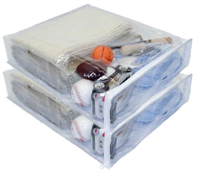 OREH HOMEWARES 2-Pack Heavy Duty Vinyl Zippered Closet Storage Bags (Clear) 15" x 18" x 4"