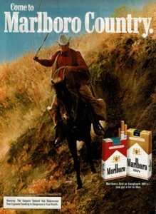 1980 Vintage Print Ad Come to Marlboro Country Cowboy Horse Wilderness Lasso - Picture 1 of 2