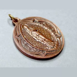 Santa Vergine Maria Sacro Cuore. Medaglia di Penin Poncet. Antico ciondolo religioso - Foto 1 di 7
