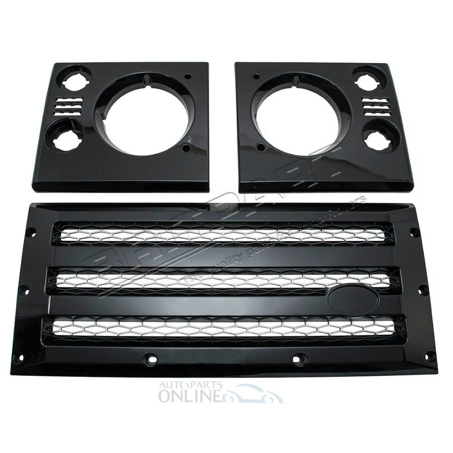 LAND ROVER DEFENDER - XS PARRILLA Y LÁMPARA ENVOLVENTE - NEGRO CON MALLA PLATEADA - DA1968 Foto 1 de 1