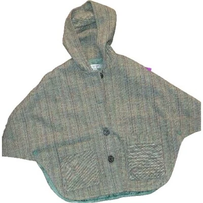 Poncho Paul & Joe Tweed a Cuadros con Capucha Botón Frontal Mezcla de Lana Capa Para Mujer S/M Foto 1 de 4
