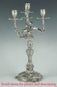 Stunning Antique c1900 German Dresden Silver hand Chased Candelabra 18" - Picture 1 of 10