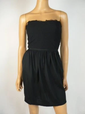 Elizabeth and James Black Silk Chiffon Satin Lace Backless Dress 4 NEW E534 - Изображение 1 из 4