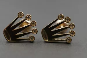 10K Massiv Gelbgold Schöne 0,5 Zoll Prinzessin Königin König Krone CZ Ohrstecker. - Bild 1 von 11