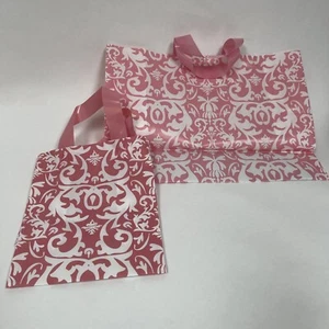 Damask Pink White Gift Bags Large and Small Lot of 17 - Picture 1 of 9